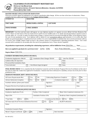 California State University Monterey Bay Master's Degree Application for Graduation