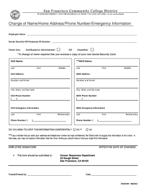 San Francisco Community College Employee Information Change Form