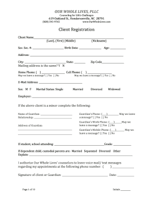 Client Registration Form for Counseling Services