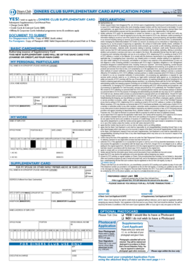 Diners Club Supplementary Card Application Form
