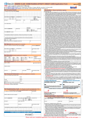 Diners Club Affinity Credit Card Application Form