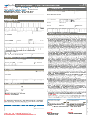 Diners Club Affinity Charge Card Application Form