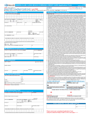 Diners Club Long Beach Credit Card Application Form
