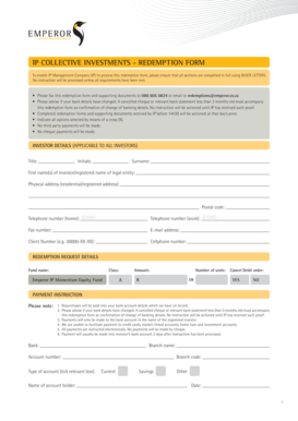 IP Collective Investments Redemption Form