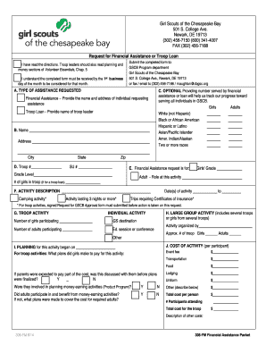 Girl Scouts Financial Assistance Application