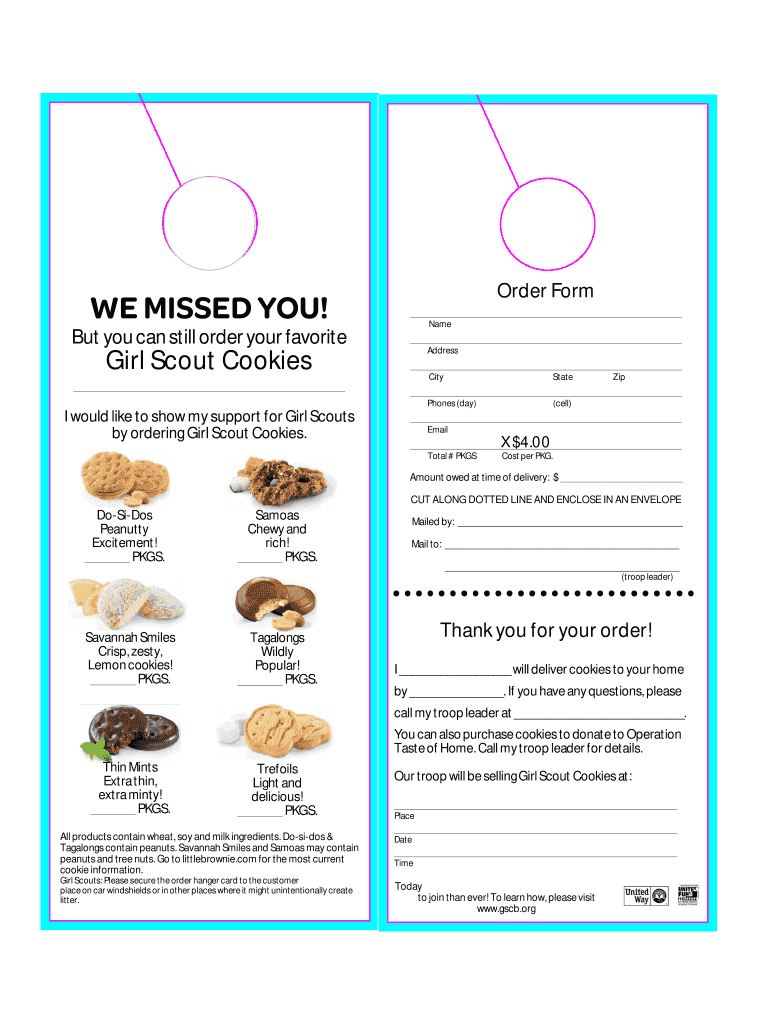 girl scout cookie order form 2024 Preview on Page 1