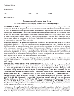 Watersports Activity Waiver and Release Form