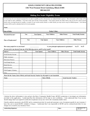Sliding Fee Scale Eligibility Form