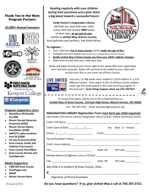 Imagination Library Registration Form