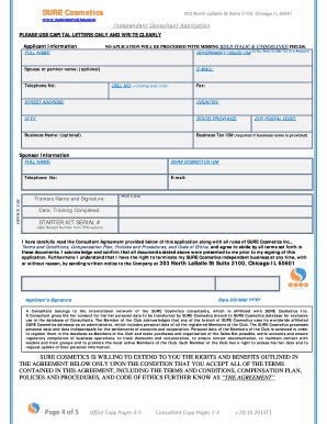 SURE Cosmetics Independent Consultant Application