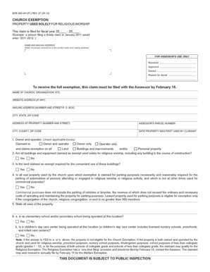 California Church Exemption Form