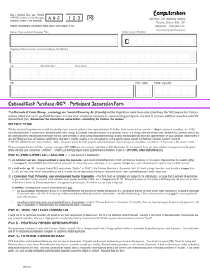 Optional Cash Purchase Participant Declaration Form
