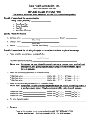 Employee Change of Status Form