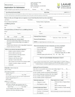 Lamar Community College Application for Admission