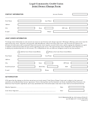 Joint Owner Change Form