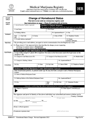 Colorado Medical Marijuana Homebound Status Change Form