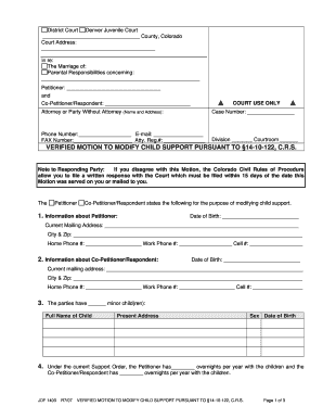 Verified Motion to Modify Child Support