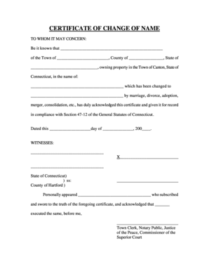 Certificate of Change of Name