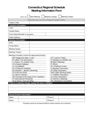 Connecticut Regional Meeting Information Form