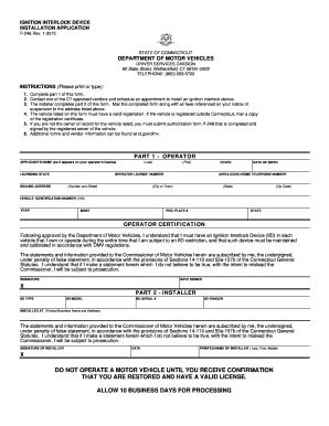 Connecticut Ignition Interlock Device Installation Application