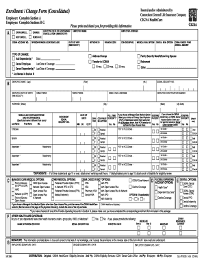 Cigna HealthCare Enrollment Change Form