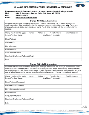 Change Information Form