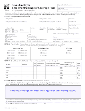 Cigna Employee Health Insurance Enrollment Form