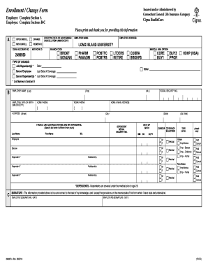 Cigna HealthCare Enrollment Change Form