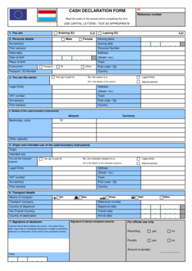 EU Cash Declaration Form