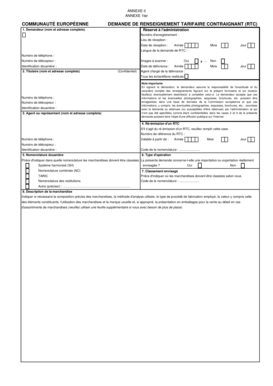 Demande de Renseignement Tarifaire Contraignant
