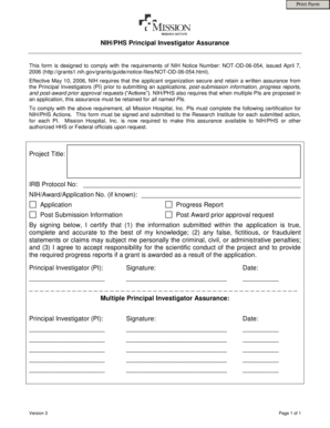 NIH/PHS Principal Investigator Assurance