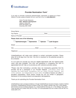 Provider Nomination Form