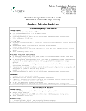 Fullerton Genetics Laboratory Requisition Form