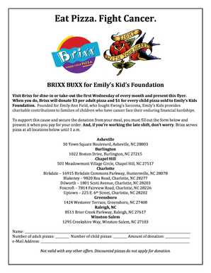 BRIXX BUXX Donation Form for Emily’s Kid’s Foundation