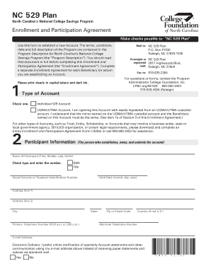 North Carolina 529 Plan Enrollment Agreement