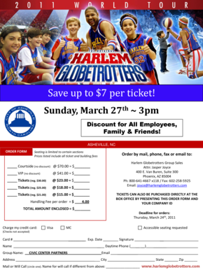 Harlem Globetrotters Ticket Order Form