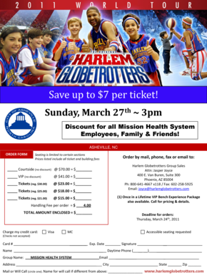 Harlem Globetrotters Ticket Order Form