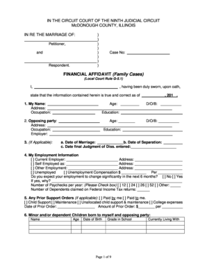 Illinois affidavit template - FINANCIAL AFFIDAVIT Family Cases - Law Office of Alison Vawter