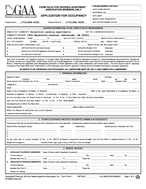 Georgia Apartment Application Form