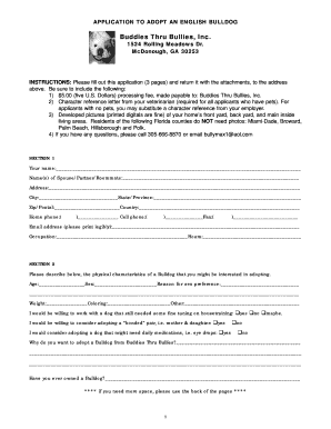 English Bulldog Adoption Application