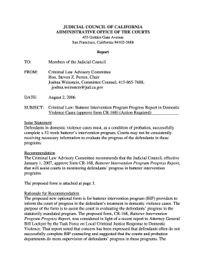 California Batterer Intervention Program Progress Report