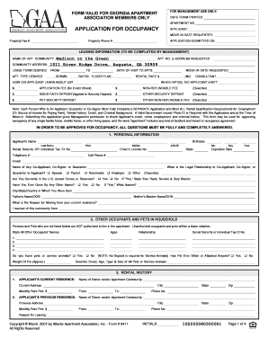 Georgia Apartment Application Form