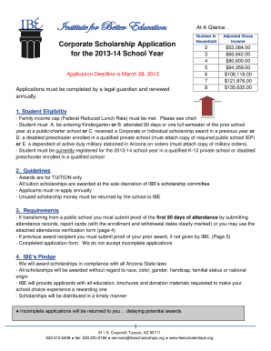 Arizona Corporate Scholarship Application