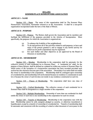 Bylaws template for non profit - Proposed Bylaws - Sommerplacehoa