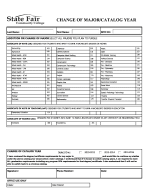 Change of Major/Catalog Year Form