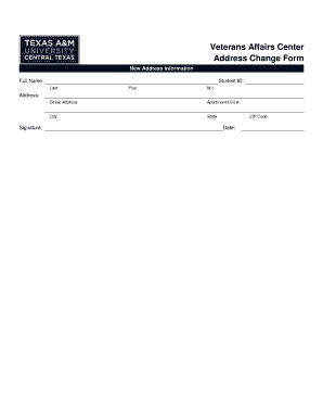 Veterans Affairs Center Address Change Form