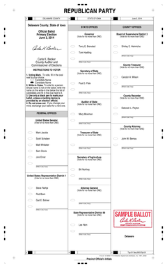 Iowa Primary Election Ballot