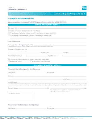 American Express Corporate Card Change of Information Form