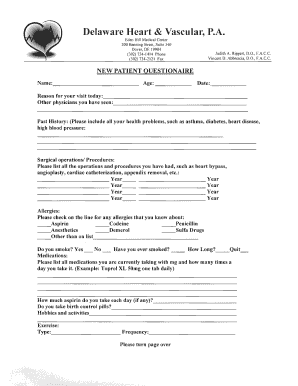 New Patient Questionnaire