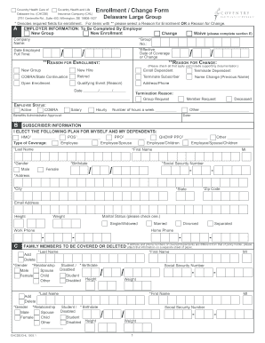Coventry Health Care Enrollment Change Form